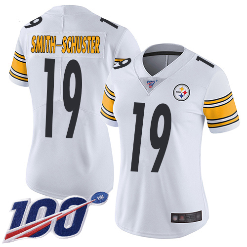 Women Pittsburgh Steelers Football #19 Limited White JuJu Smith Schuster Road 100th Season Vapor Untouchable Nike NFL Jersey->san francisco 49ers->NFL Jersey